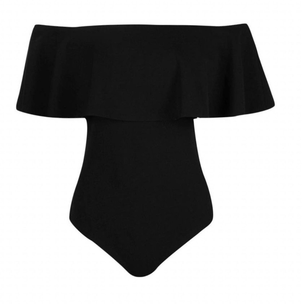 NWT Black Overlay Off Shoulder Bodysuit